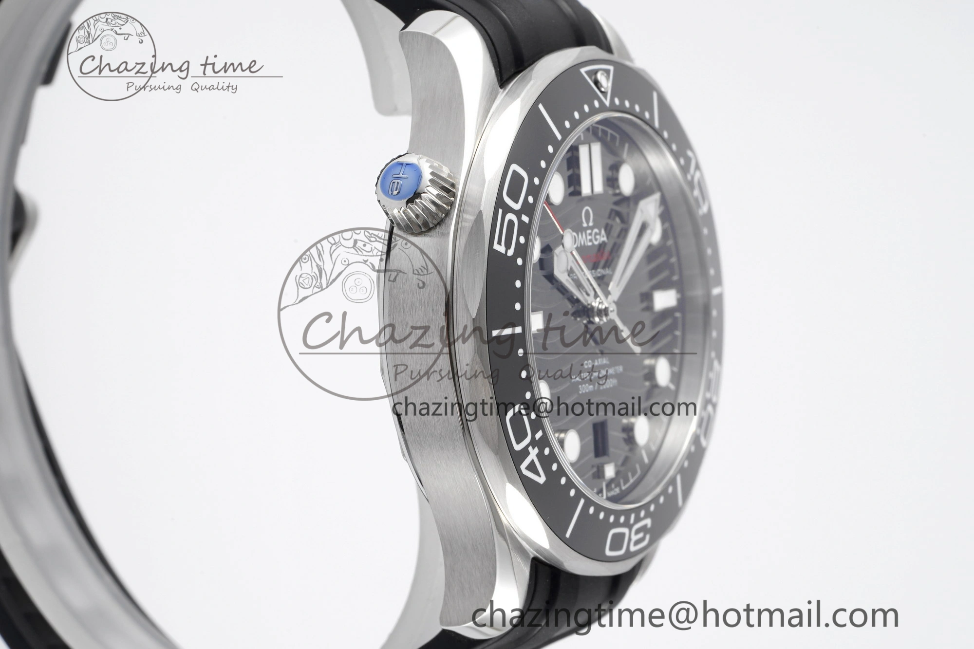 Seamaster Diver 300M ZF 1:1 Best Edition Black Ceramic Black Dial on Black Rubber Strap A8800