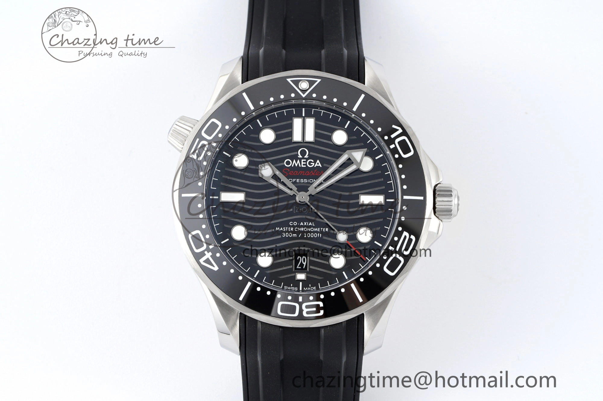 Seamaster Diver 300M ZF 1:1 Best Edition Black Ceramic Black Dial on Black Rubber Strap A8800