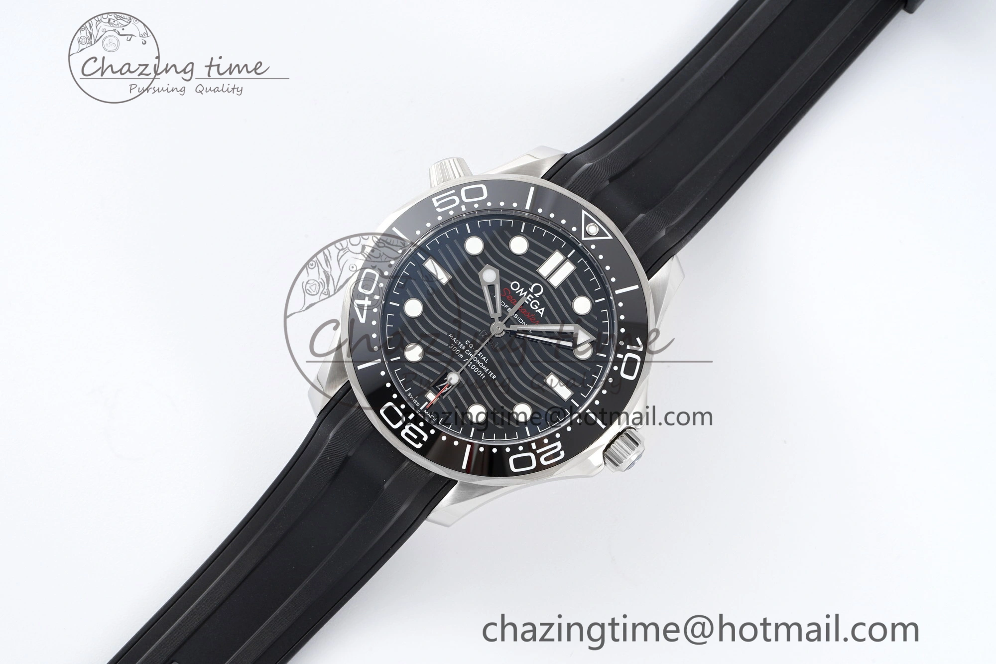 Seamaster Diver 300M ZF 1:1 Best Edition Black Ceramic Black Dial on Black Rubber Strap A8800