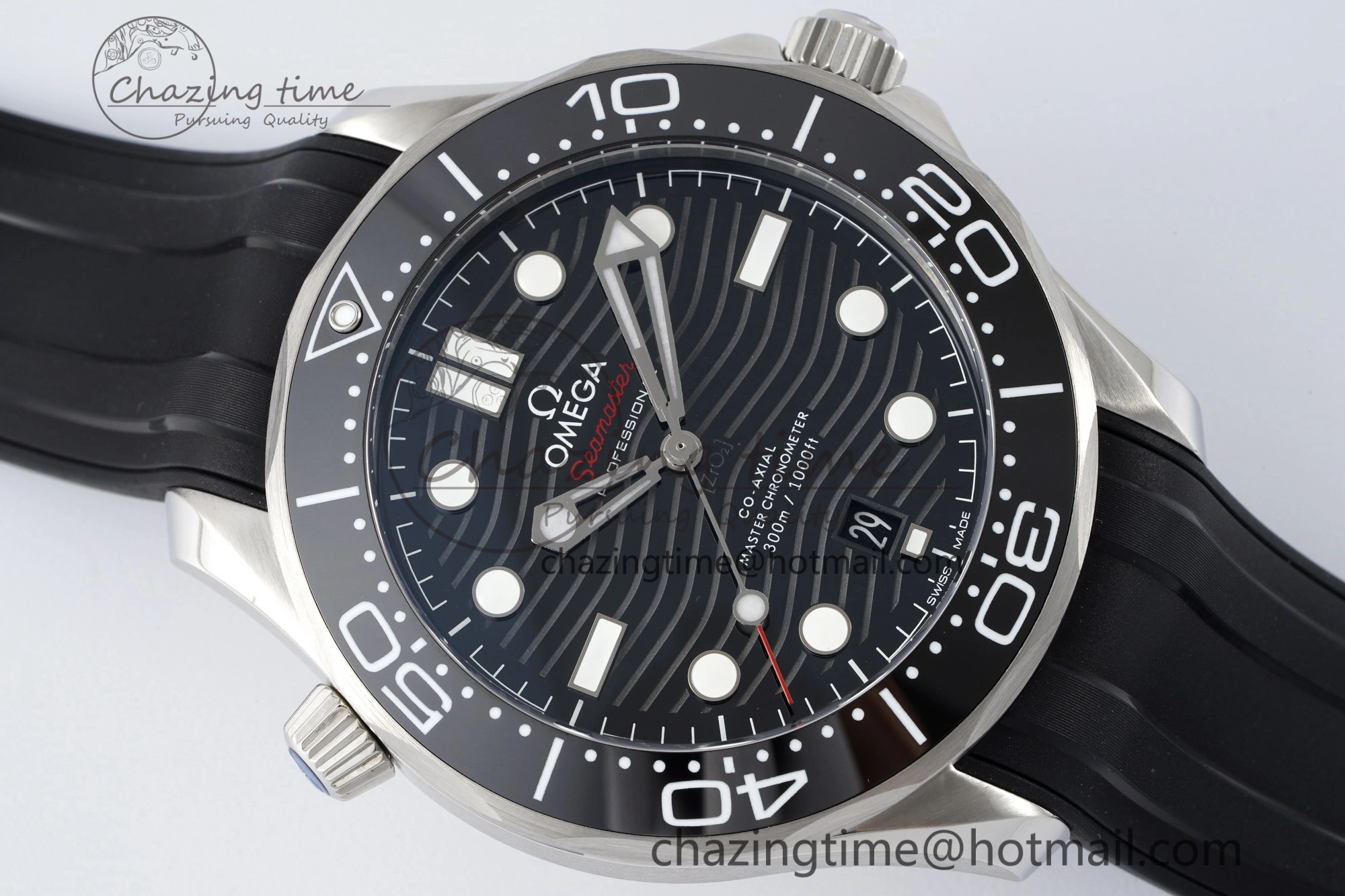 Seamaster Diver 300M ZF 1:1 Best Edition Black Ceramic Black Dial on Black Rubber Strap A8800