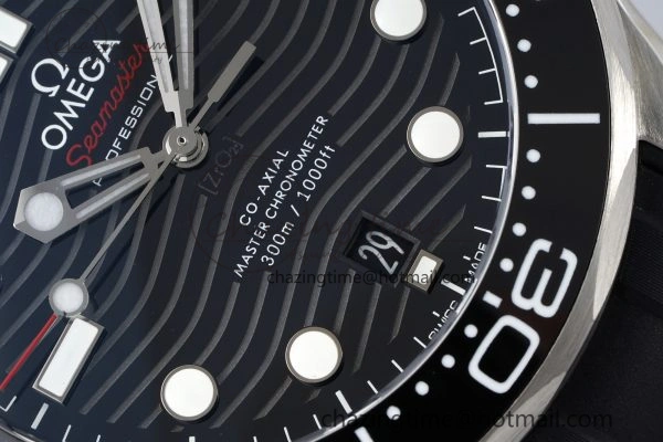 Seamaster Diver 300M ZF 1:1 Best Edition Black Ceramic Black Dial on Black Rubber Strap A8800