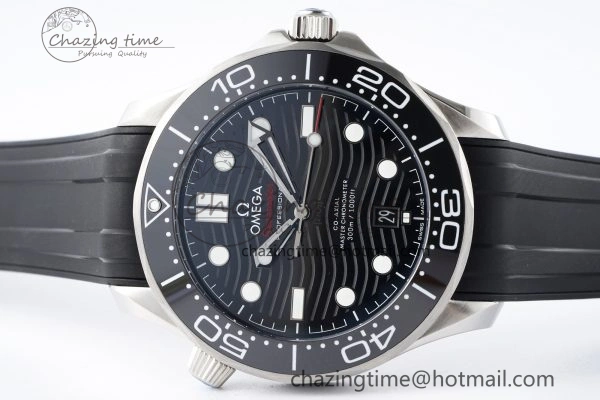 Seamaster Diver 300M ZF 1:1 Best Edition Black Ceramic Black Dial on Black Rubber Strap A8800
