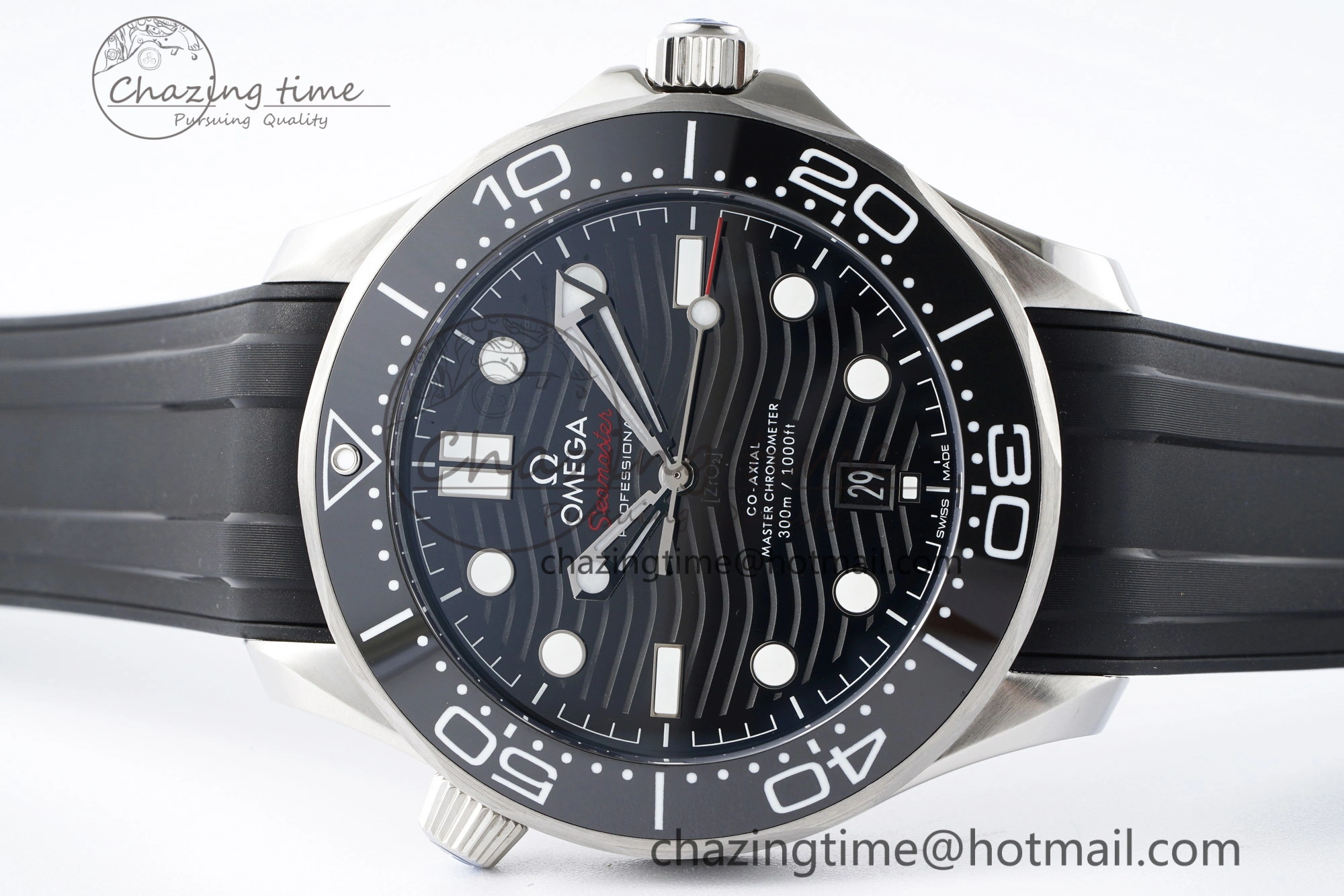 Seamaster Diver 300M ZF 1:1 Best Edition Black Ceramic Black Dial on Black Rubber Strap A8800