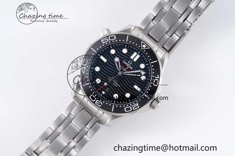 Seamaster Diver 300M ZF 1:1 Best Edition Black Ceramic Black Dial on SS Bracelet A8800