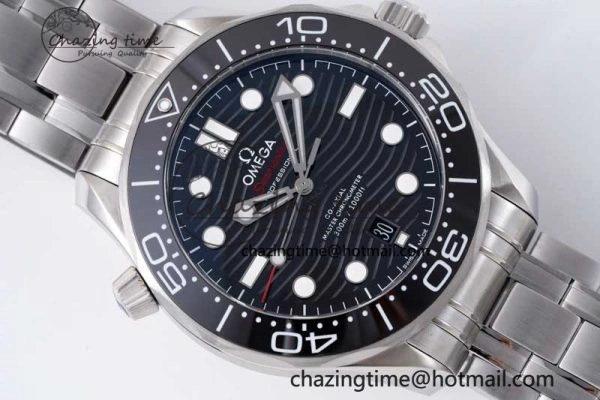 Seamaster Diver 300M ZF 1:1 Best Edition Black Ceramic Black Dial on SS Bracelet A8800