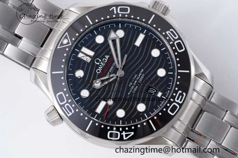 Seamaster Diver 300M ZF 1:1 Best Edition Black Ceramic Black Dial on SS Bracelet A8800