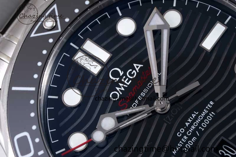 Seamaster Diver 300M ZF 1:1 Best Edition Black Ceramic Black Dial on SS Bracelet A8800