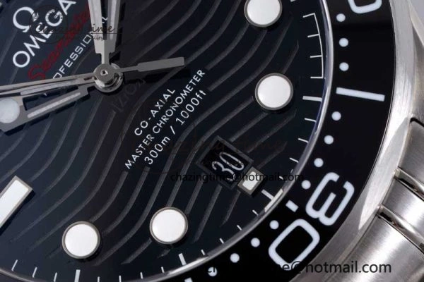 Seamaster Diver 300M ZF 1:1 Best Edition Black Ceramic Black Dial on SS Bracelet A8800
