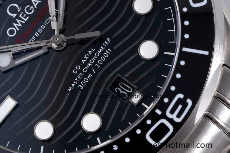 Seamaster Diver 300M ZF 1:1 Best Edition Black Ceramic Black Dial on SS Bracelet A8800