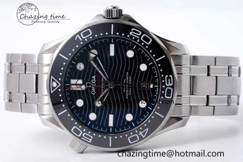 Seamaster Diver 300M ZF 1:1 Best Edition Black Ceramic Black Dial on SS Bracelet A8800