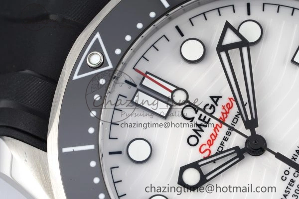 Seamaster Diver 300M ZF 1:1 Best Edition Black Ceramic White Dial on Black Rubber Strap A8800