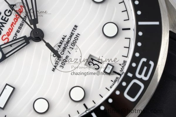 Seamaster Diver 300M ZF 1:1 Best Edition Black Ceramic White Dial on Black Rubber Strap A8800