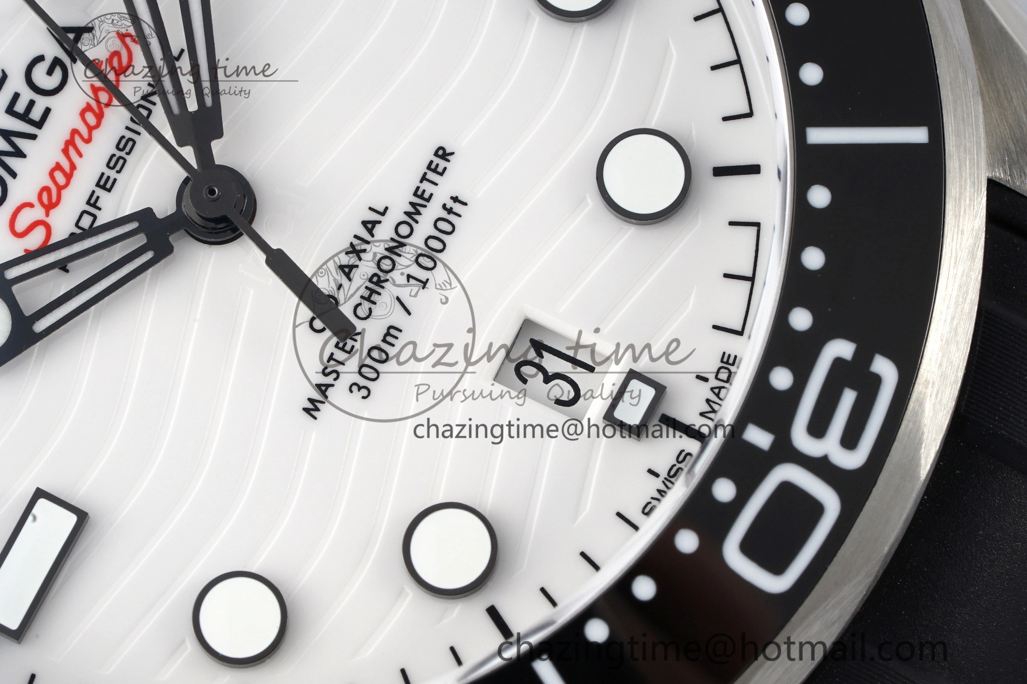 Seamaster Diver 300M ZF 1:1 Best Edition Black Ceramic White Dial on Black Rubber Strap A8800
