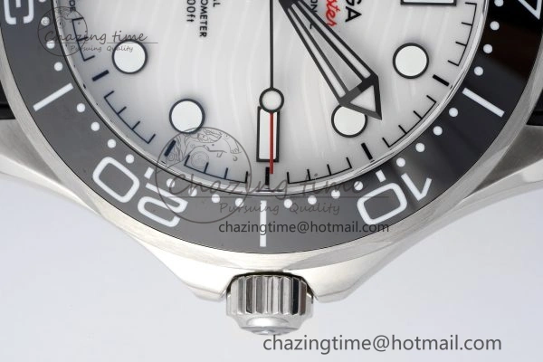 Seamaster Diver 300M ZF 1:1 Best Edition Black Ceramic White Dial on Black Rubber Strap A8800