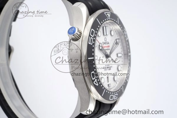 Seamaster Diver 300M ZF 1:1 Best Edition Black Ceramic White Dial on Black Rubber Strap A8800