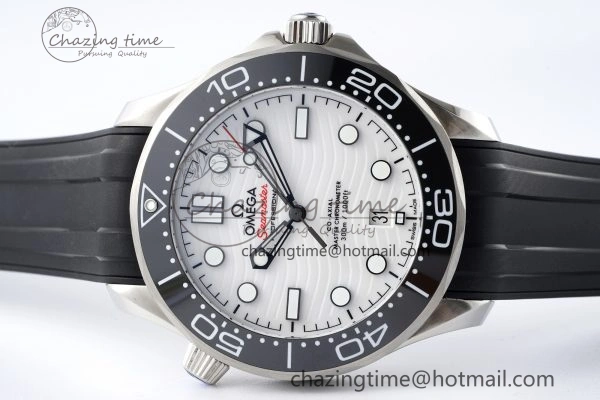 Seamaster Diver 300M ZF 1:1 Best Edition Black Ceramic White Dial on Black Rubber Strap A8800