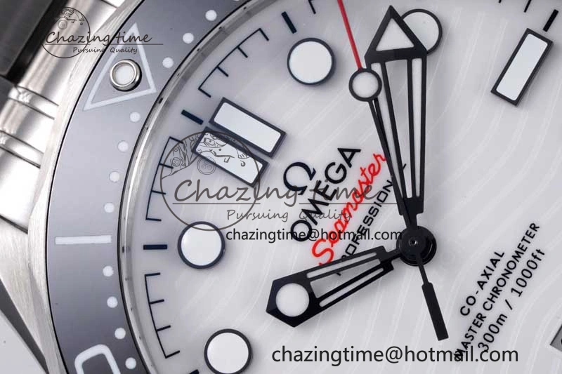 Seamaster Diver 300M ZF 1:1 Best Edition Black Ceramic White Dial on SS Bracelet A8800