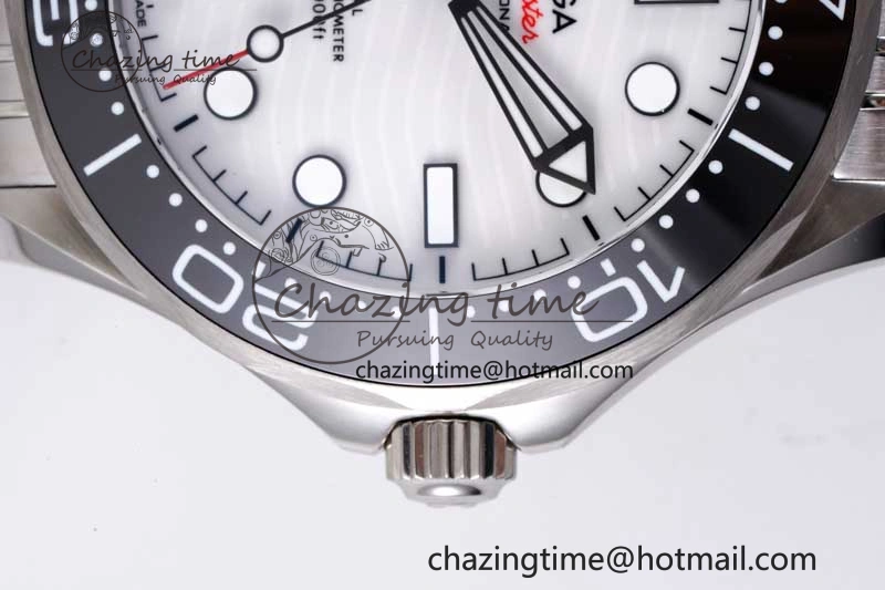 Seamaster Diver 300M ZF 1:1 Best Edition Black Ceramic White Dial on SS Bracelet A8800