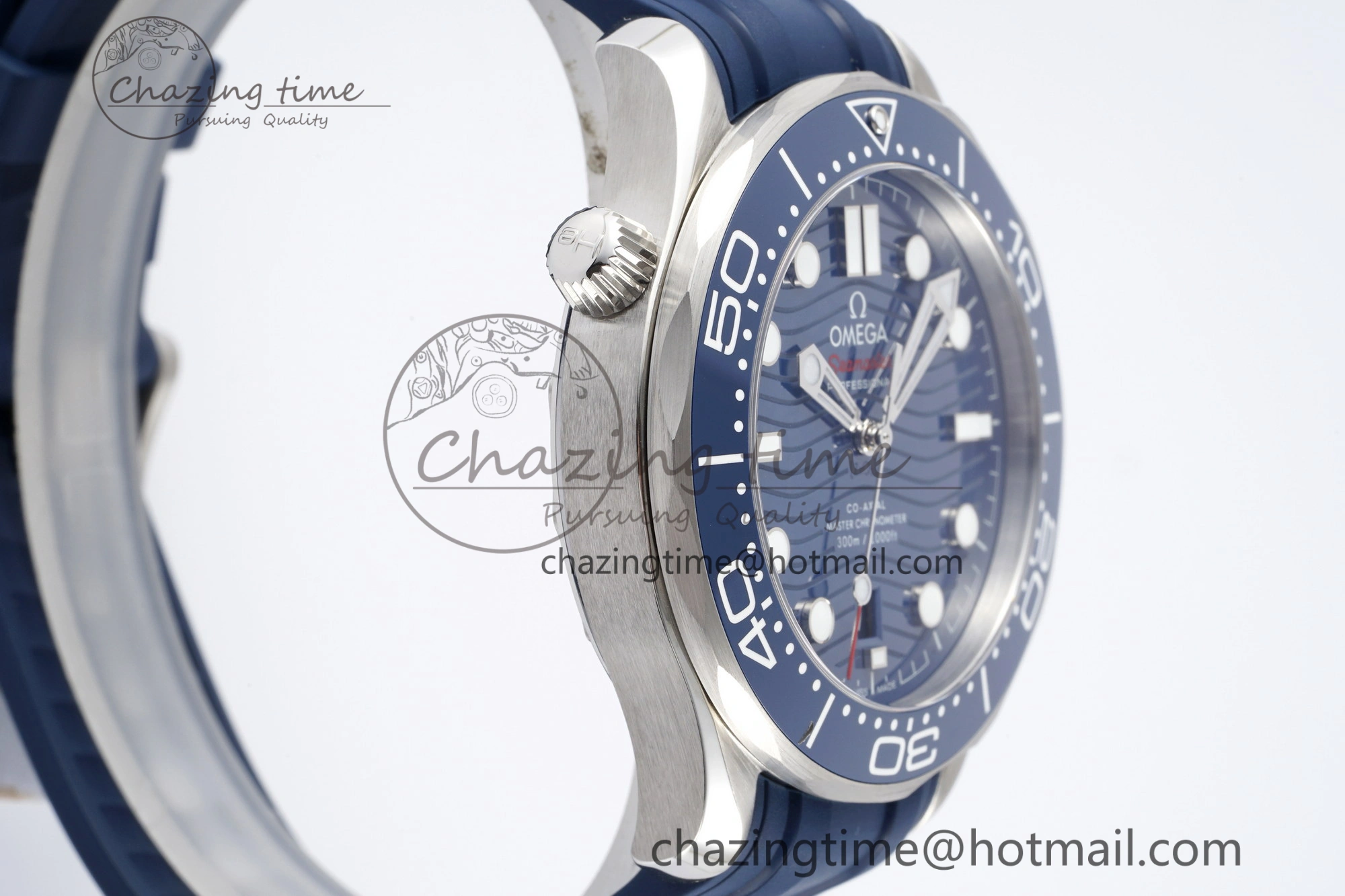 Seamaster Diver 300M ZF 1:1 Best Edition Blue Ceramic Blue Dial on Blue Rubber Strap A8800