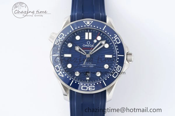 Seamaster Diver 300M ZF 1:1 Best Edition Blue Ceramic Blue Dial on Blue Rubber Strap A8800