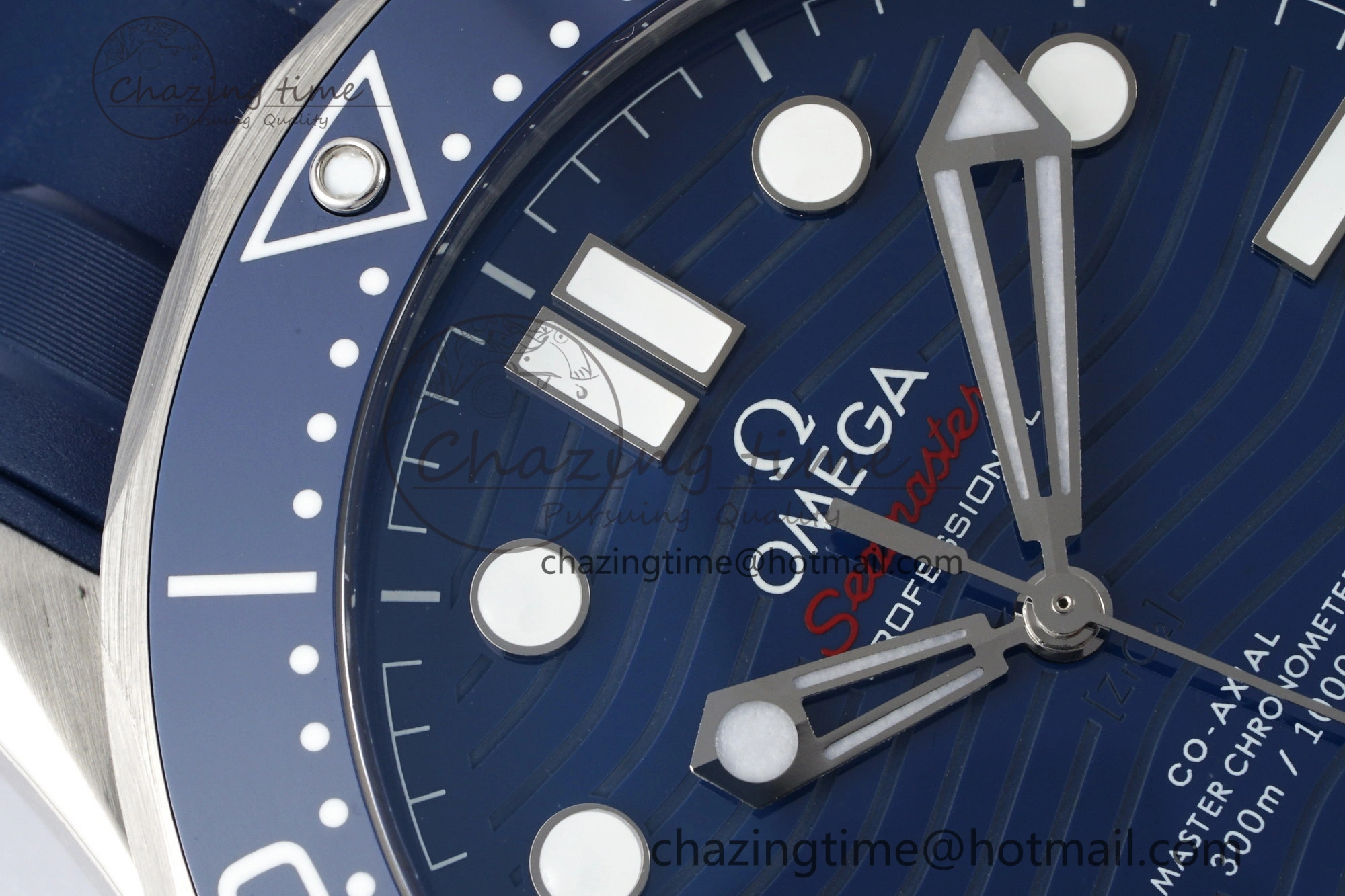 Seamaster Diver 300M ZF 1:1 Best Edition Blue Ceramic Blue Dial on Blue Rubber Strap A8800