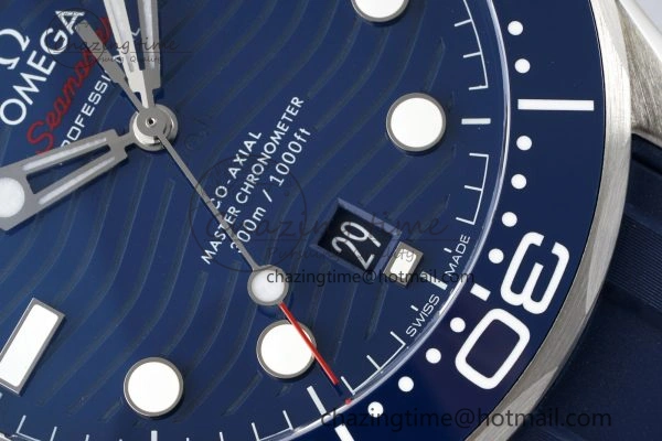 Seamaster Diver 300M ZF 1:1 Best Edition Blue Ceramic Blue Dial on Blue Rubber Strap A8800