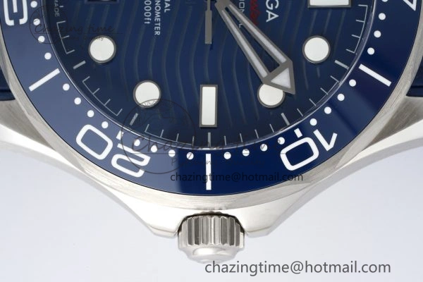Seamaster Diver 300M ZF 1:1 Best Edition Blue Ceramic Blue Dial on Blue Rubber Strap A8800