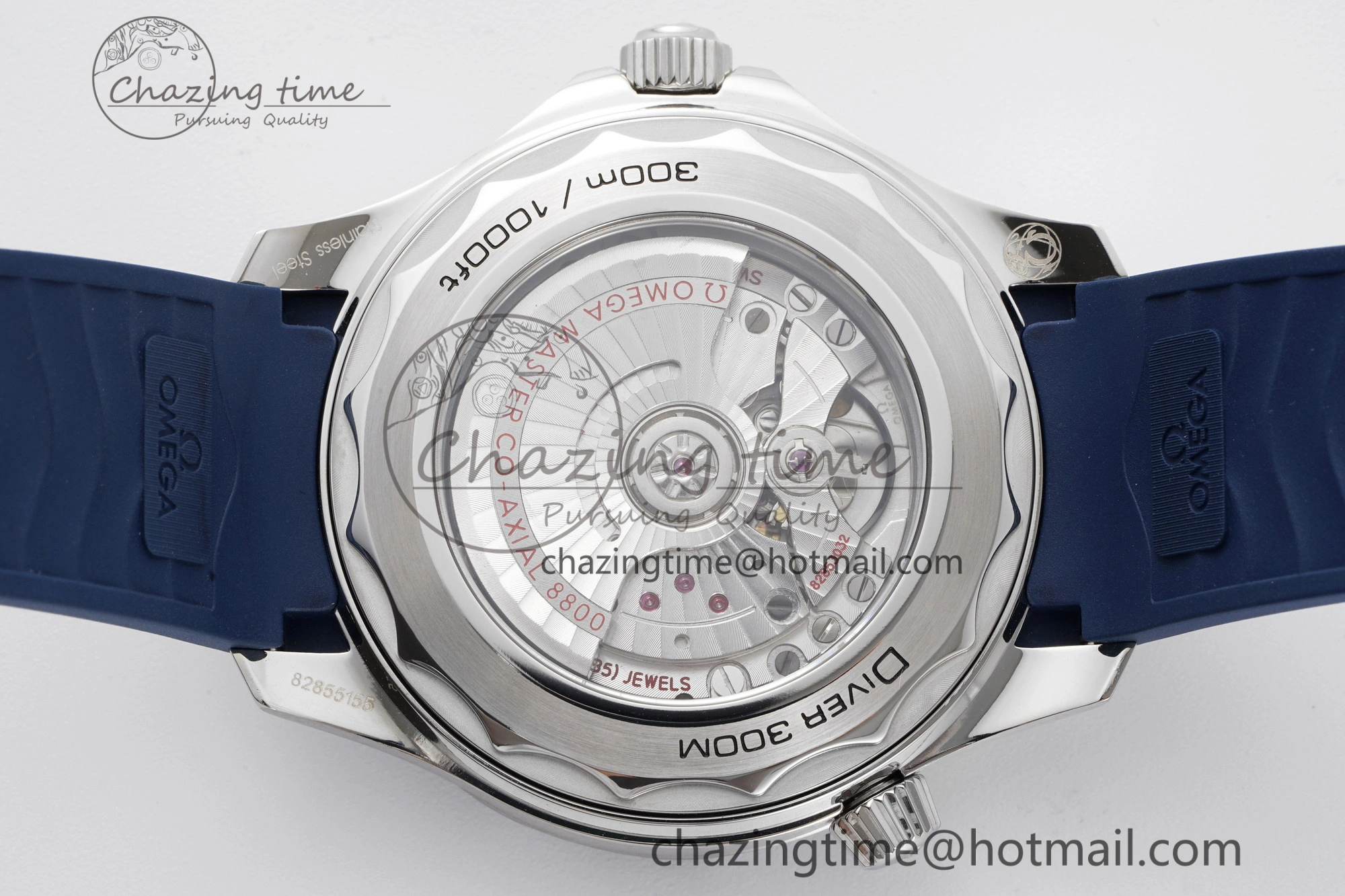 Seamaster Diver 300M ZF 1:1 Best Edition Blue Ceramic Gray Dial on Blue Rubber Strap A8800