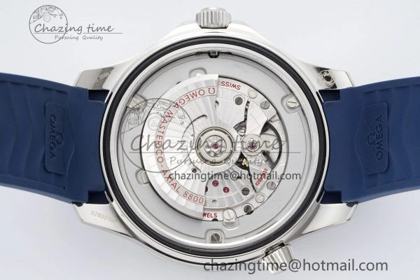 Seamaster Diver 300M ZF 1:1 Best Edition Blue Ceramic Gray Dial on Blue Rubber Strap A8800