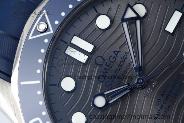 Seamaster Diver 300M ZF 1:1 Best Edition Blue Ceramic Gray Dial on Blue Rubber Strap A8800