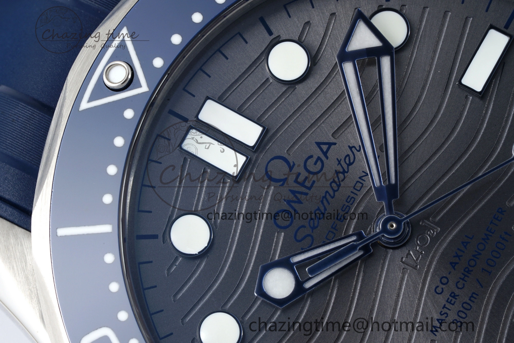Seamaster Diver 300M ZF 1:1 Best Edition Blue Ceramic Gray Dial on Blue Rubber Strap A8800