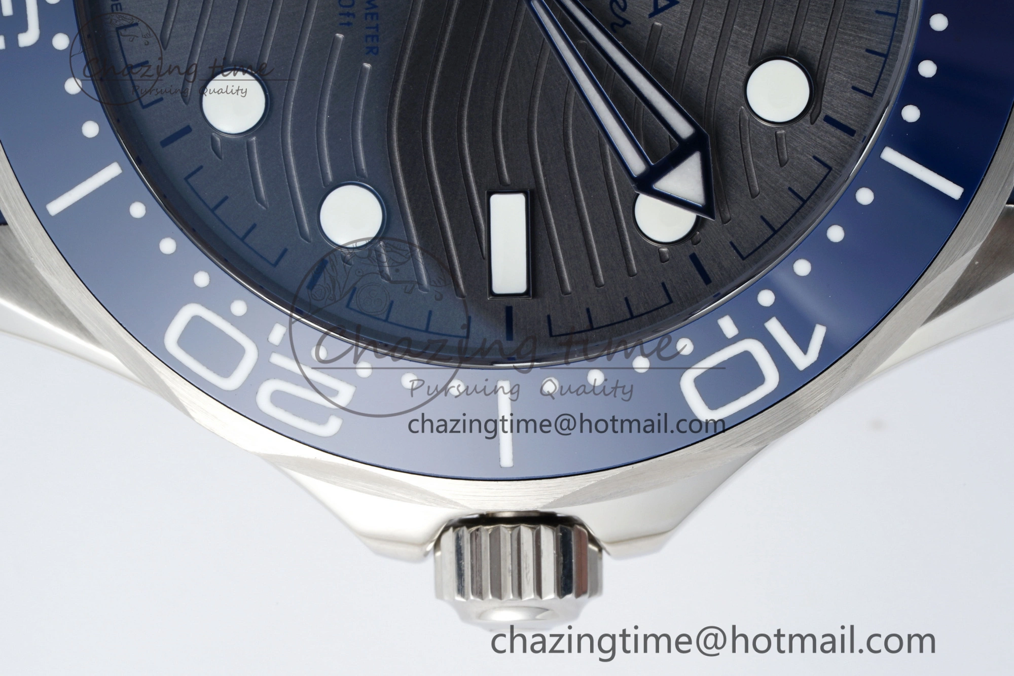 Seamaster Diver 300M ZF 1:1 Best Edition Blue Ceramic Gray Dial on Blue Rubber Strap A8800