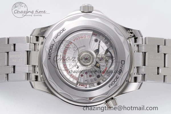 Seamaster Diver 300M ZF 1:1 Best Edition Blue Ceramic Gray Dial on SS Bracelet A8800