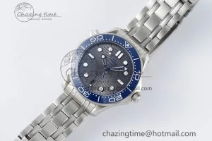 Seamaster Diver 300M ZF 1:1 Best Edition Blue Ceramic Gray Dial on SS Bracelet A8800