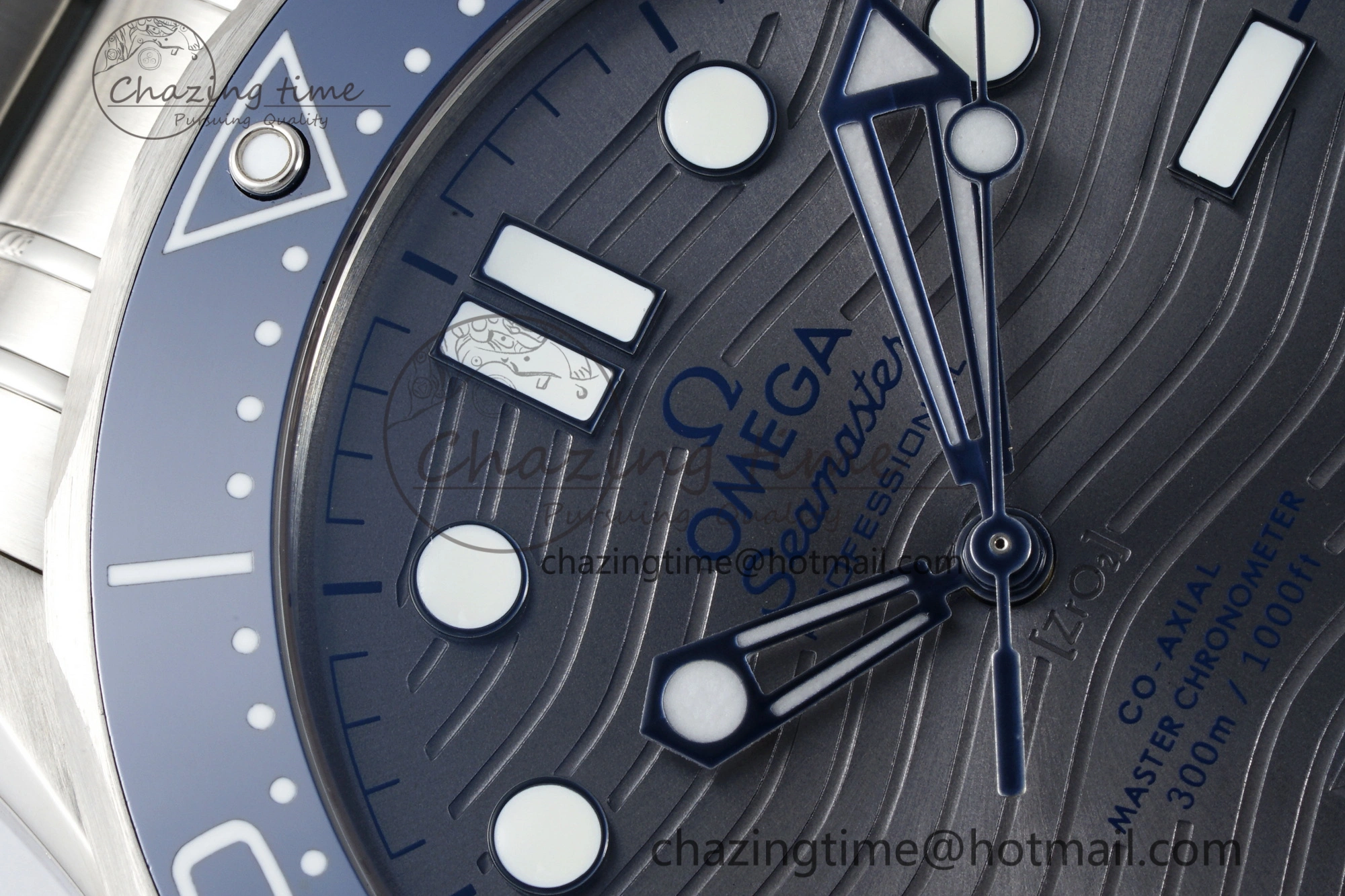Seamaster Diver 300M ZF 1:1 Best Edition Blue Ceramic Gray Dial on SS Bracelet A8800