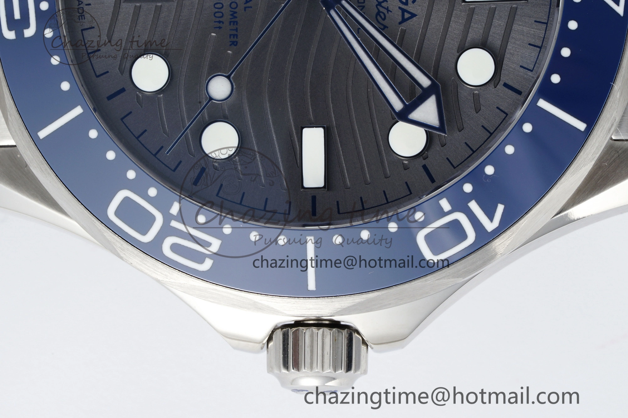 Seamaster Diver 300M ZF 1:1 Best Edition Blue Ceramic Gray Dial on SS Bracelet A8800