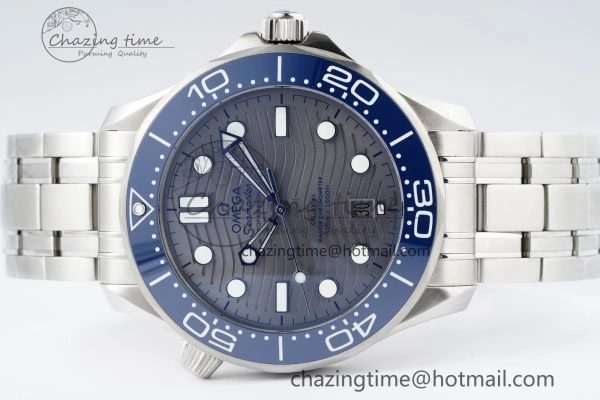 Seamaster Diver 300M ZF 1:1 Best Edition Blue Ceramic Gray Dial on SS Bracelet A8800