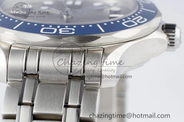 Seamaster Diver 300M ZF 1:1 Best Edition Blue Ceramic Gray Dial on SS Bracelet A8800