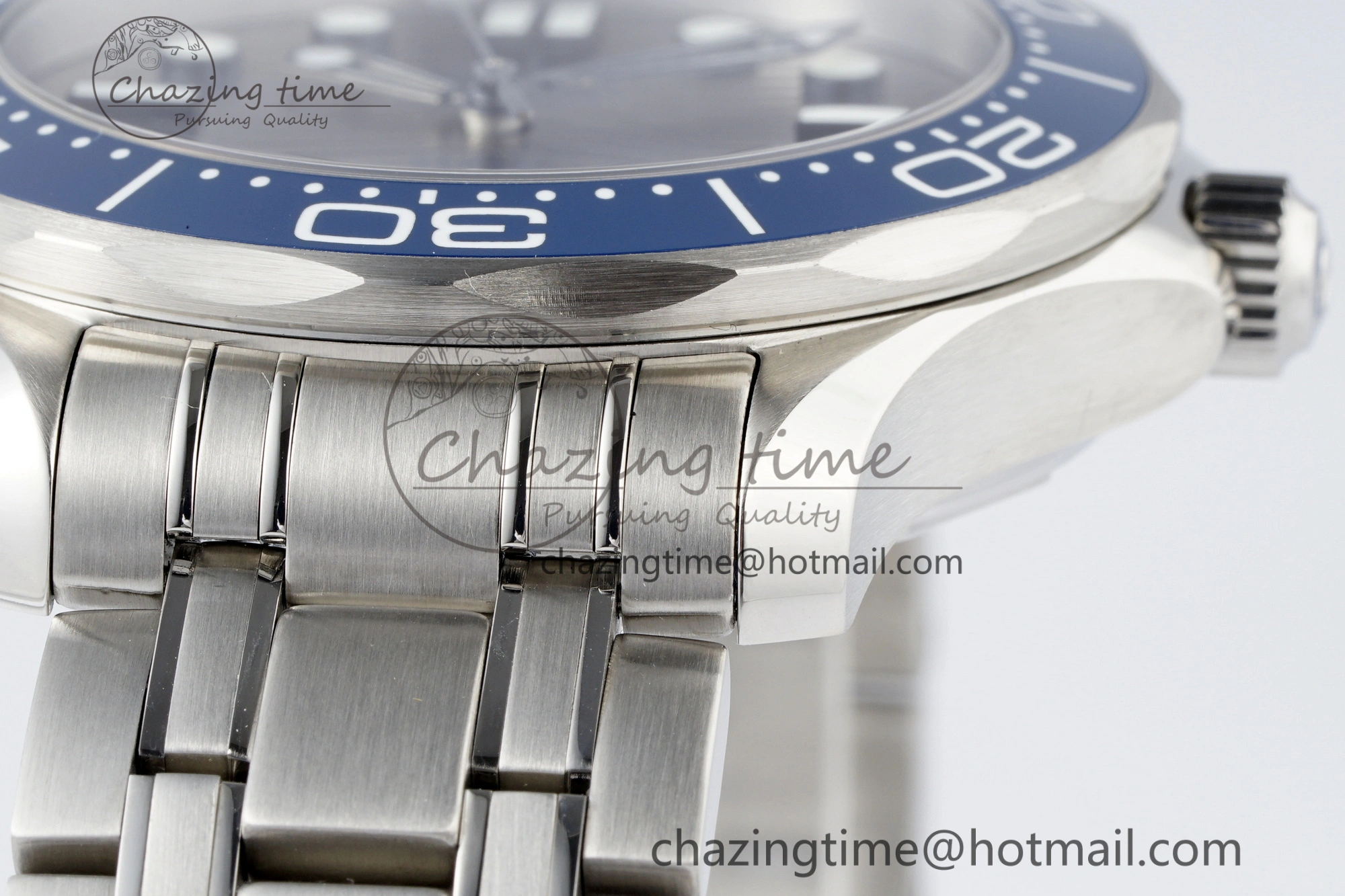 Seamaster Diver 300M ZF 1:1 Best Edition Blue Ceramic Gray Dial on SS Bracelet A8800