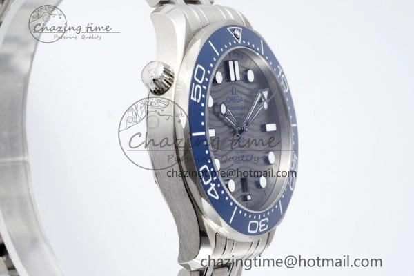 Seamaster Diver 300M ZF 1:1 Best Edition Blue Ceramic Gray Dial on SS Bracelet A8800
