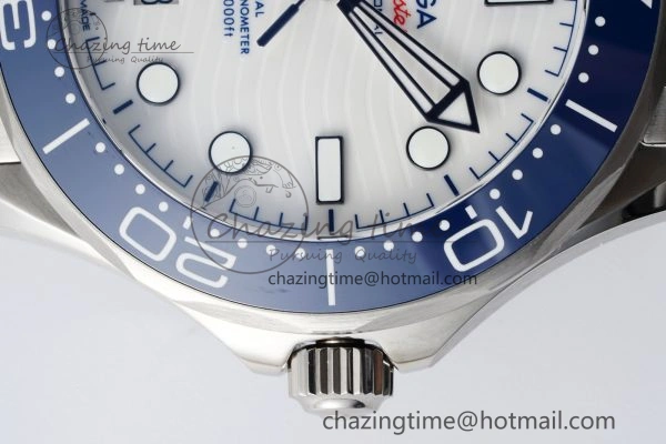 Seamaster Diver 300M ZF 1:1 Best Edition Blue Ceramic White Dial on SS Bracelet A8800