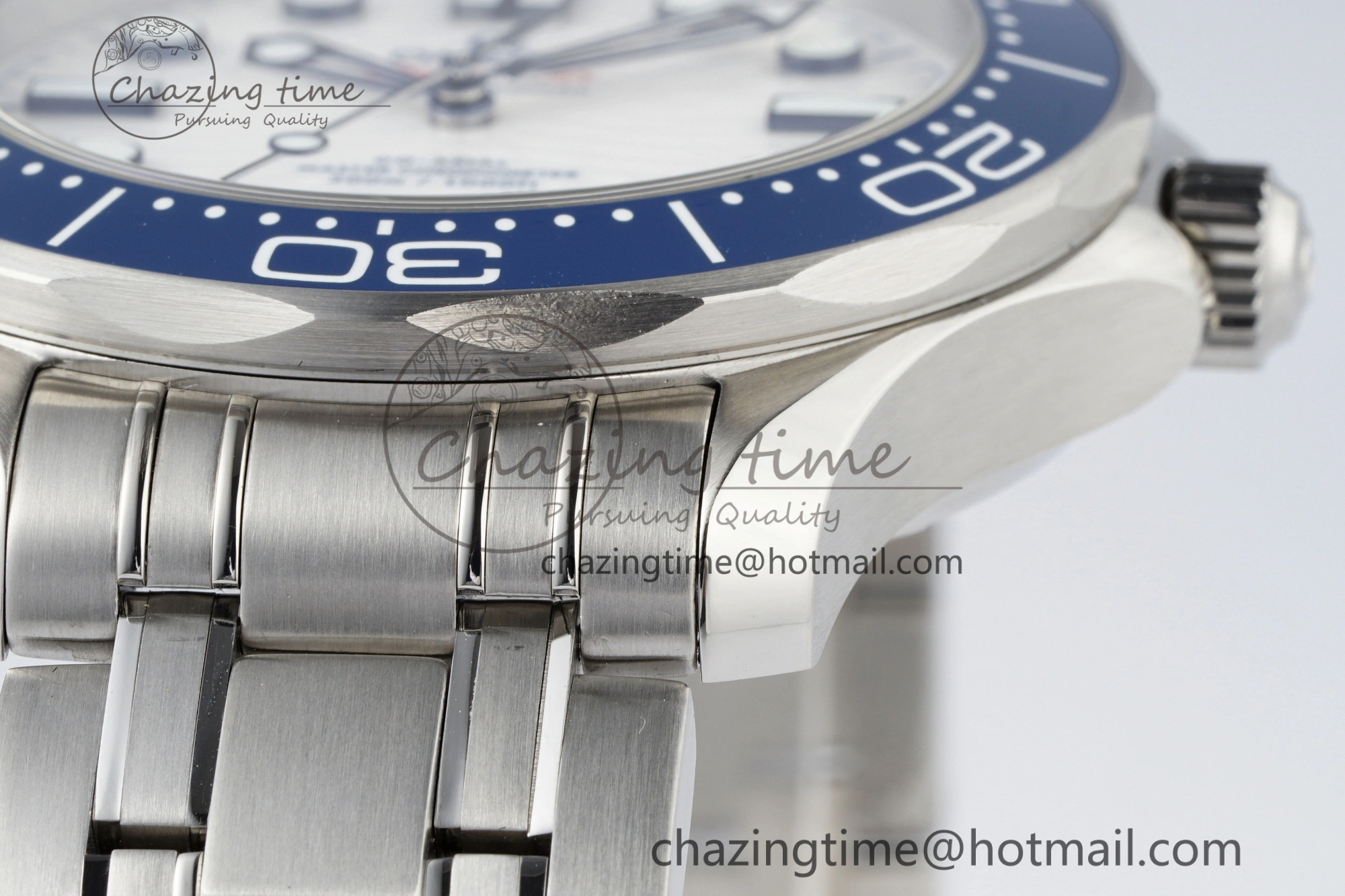 Seamaster Diver 300M ZF 1:1 Best Edition Blue Ceramic White Dial on SS Bracelet A8800
