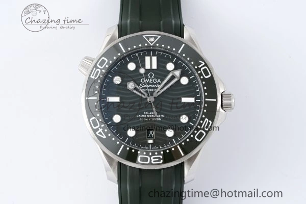 Seamaster Diver 300M ZF 1:1 Best Edition Green Ceramic Green Dial on Green Rubber Strap A8800