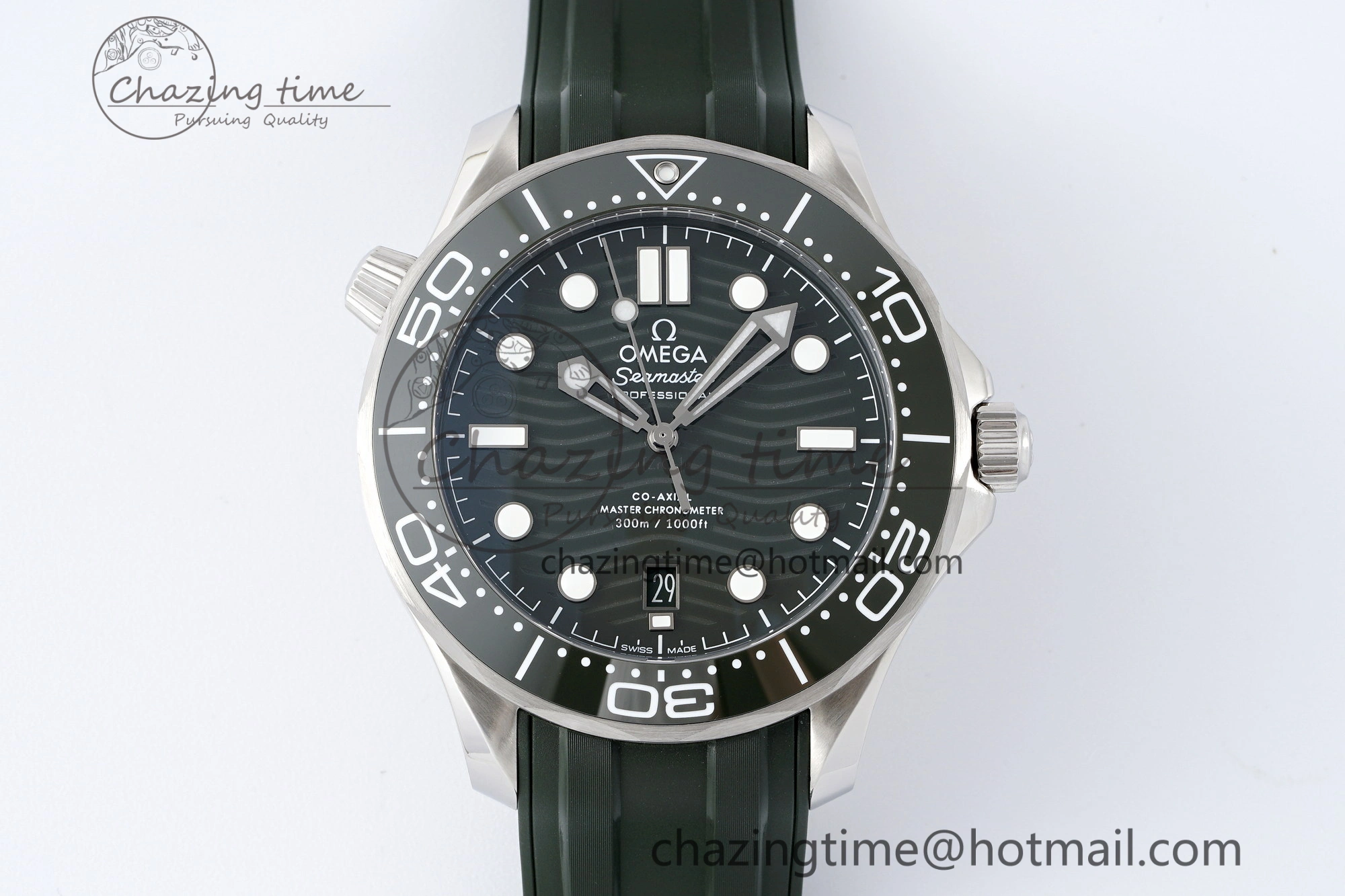 Seamaster Diver 300M ZF 1:1 Best Edition Green Ceramic Green Dial on Green Rubber Strap A8800