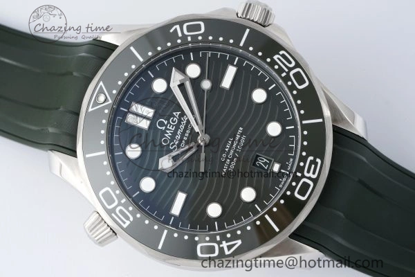 Seamaster Diver 300M ZF 1:1 Best Edition Green Ceramic Green Dial on Green Rubber Strap A8800