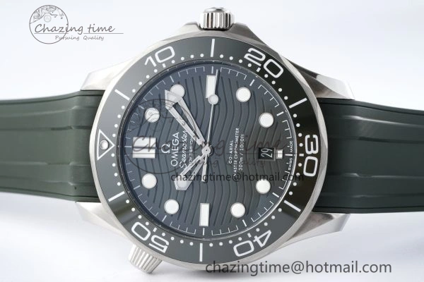 Seamaster Diver 300M ZF 1:1 Best Edition Green Ceramic Green Dial on Green Rubber Strap A8800