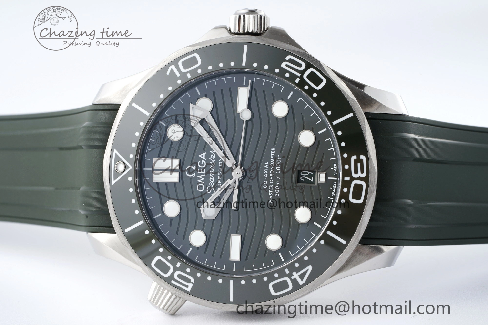 Seamaster Diver 300M ZF 1:1 Best Edition Green Ceramic Green Dial on Green Rubber Strap A8800