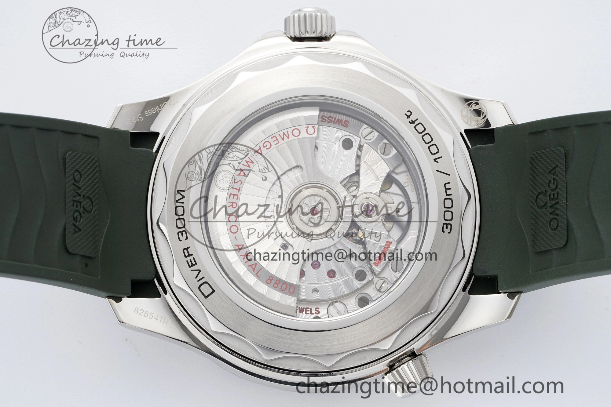 Seamaster Diver 300M ZF 1:1 Best Edition Green Ceramic Green Dial on Green Rubber Strap A8800