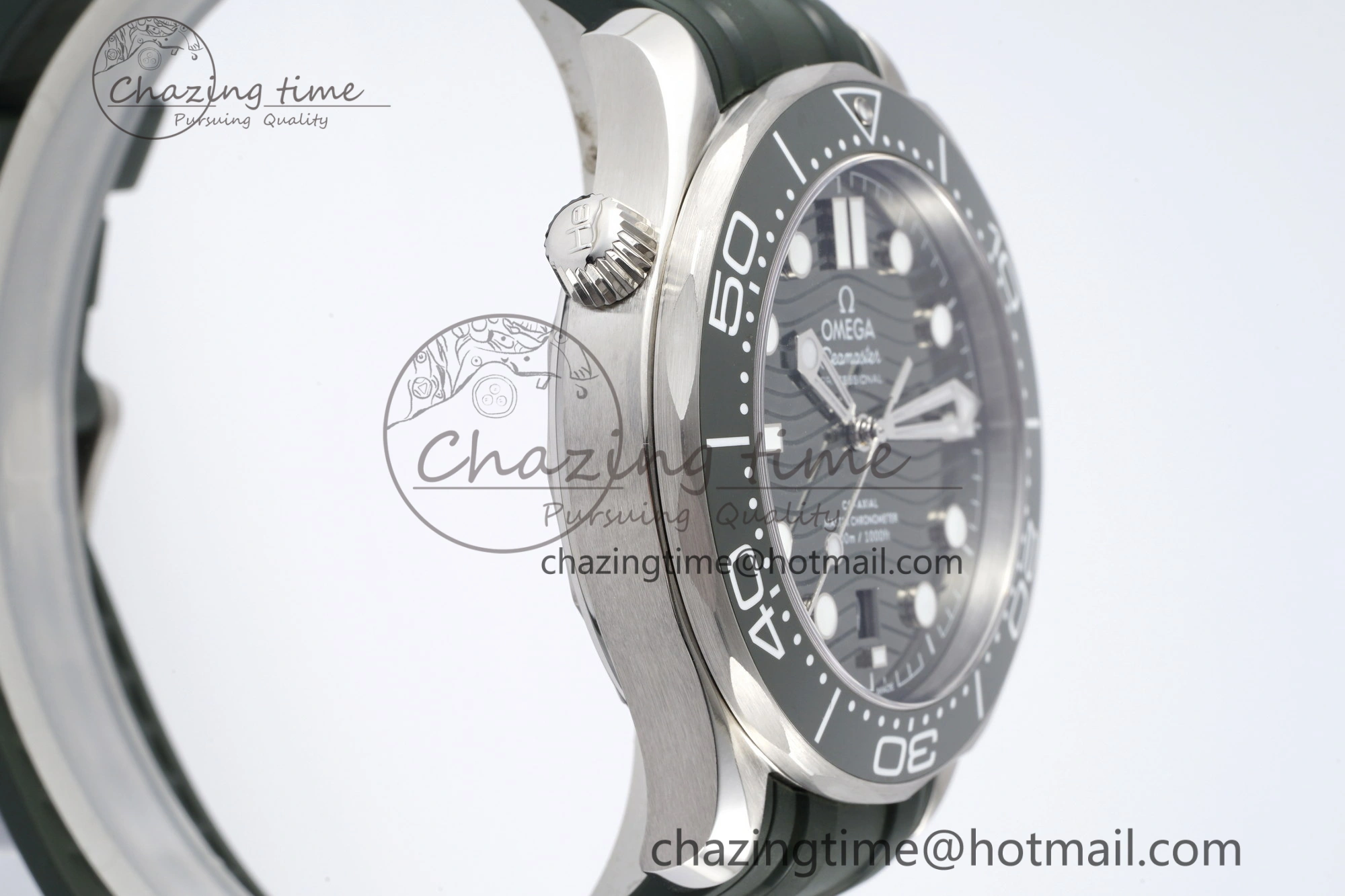 Seamaster Diver 300M ZF 1:1 Best Edition Green Ceramic Green Dial on Green Rubber Strap A8800
