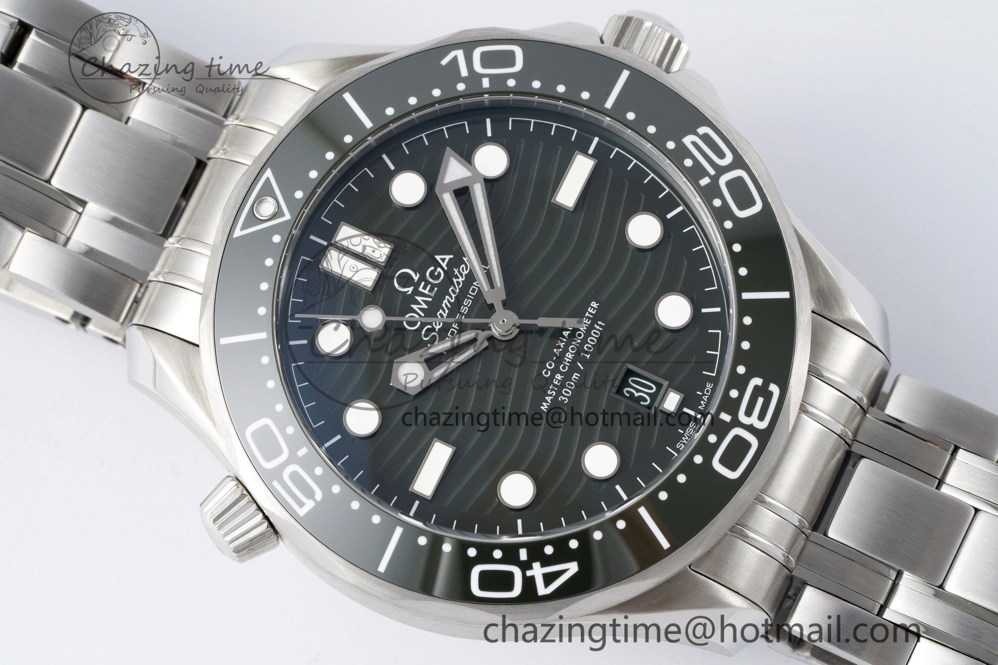 Seamaster Diver 300M ZF 1:1 Best Edition Green Ceramic Green Dial on SS Bracelet A8800